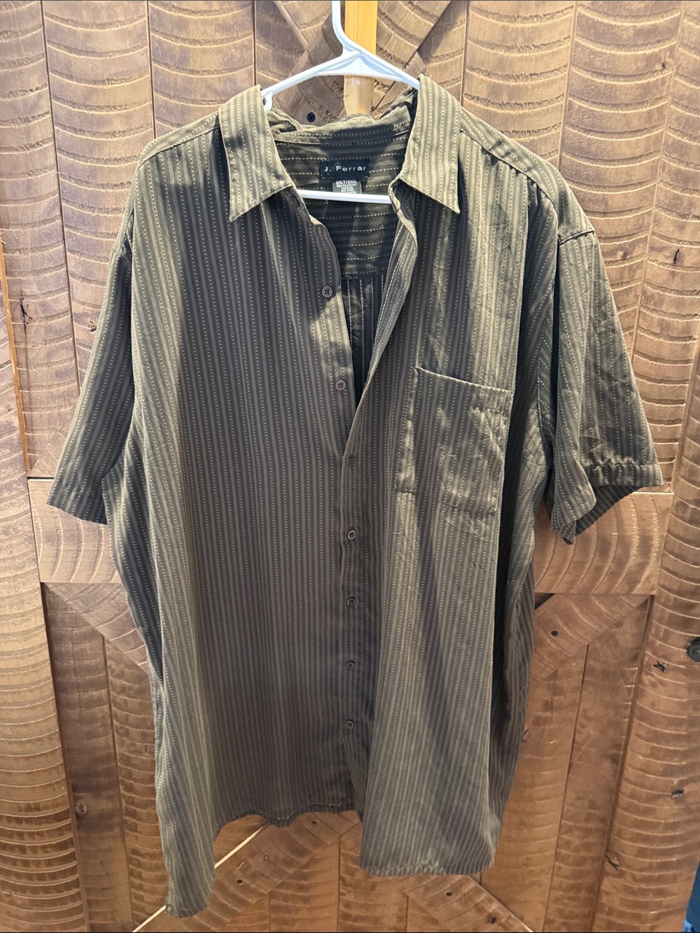 jf j.ferrar Brown with tan Striped Short-Sleeve Button-Down Shirt